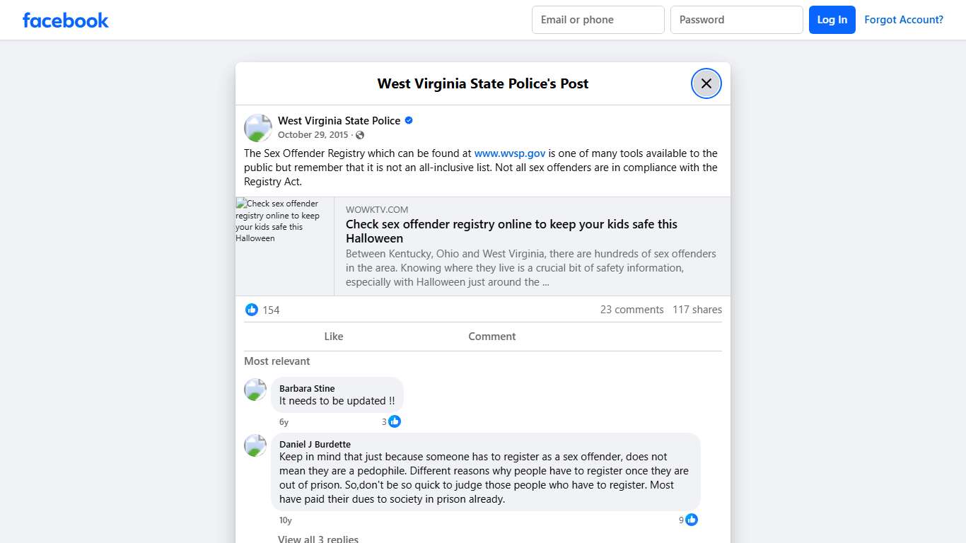 The Sex Offender Registry... - West Virginia State Police | Facebook