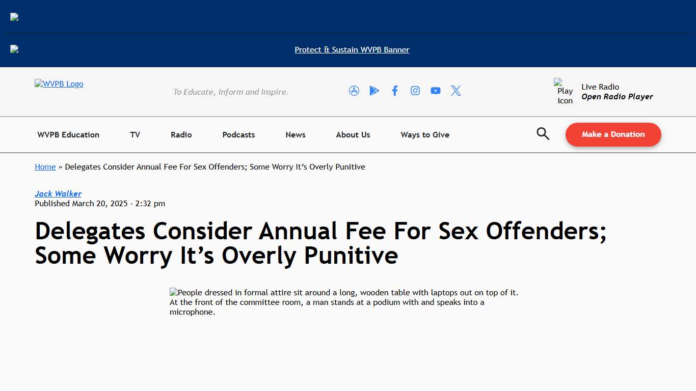 Delegates Consider Annual Fee For Sex Offenders; Some Worry It’s Overly Punitive - West Virginia Public Broadcasting : West Virginia Public Broadcasting